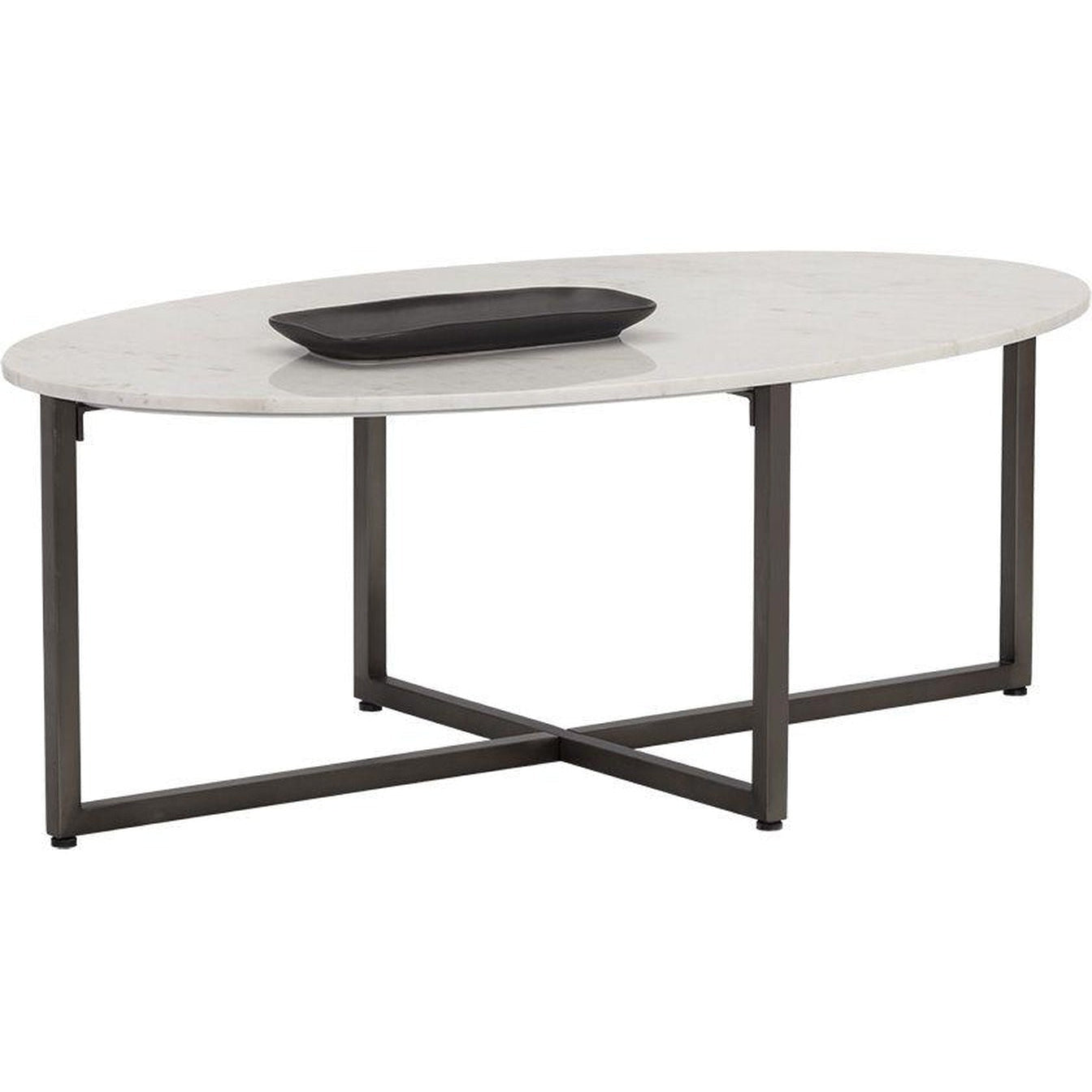 Sunpan Kiara Coffee Table - Gun Metal - White Marble