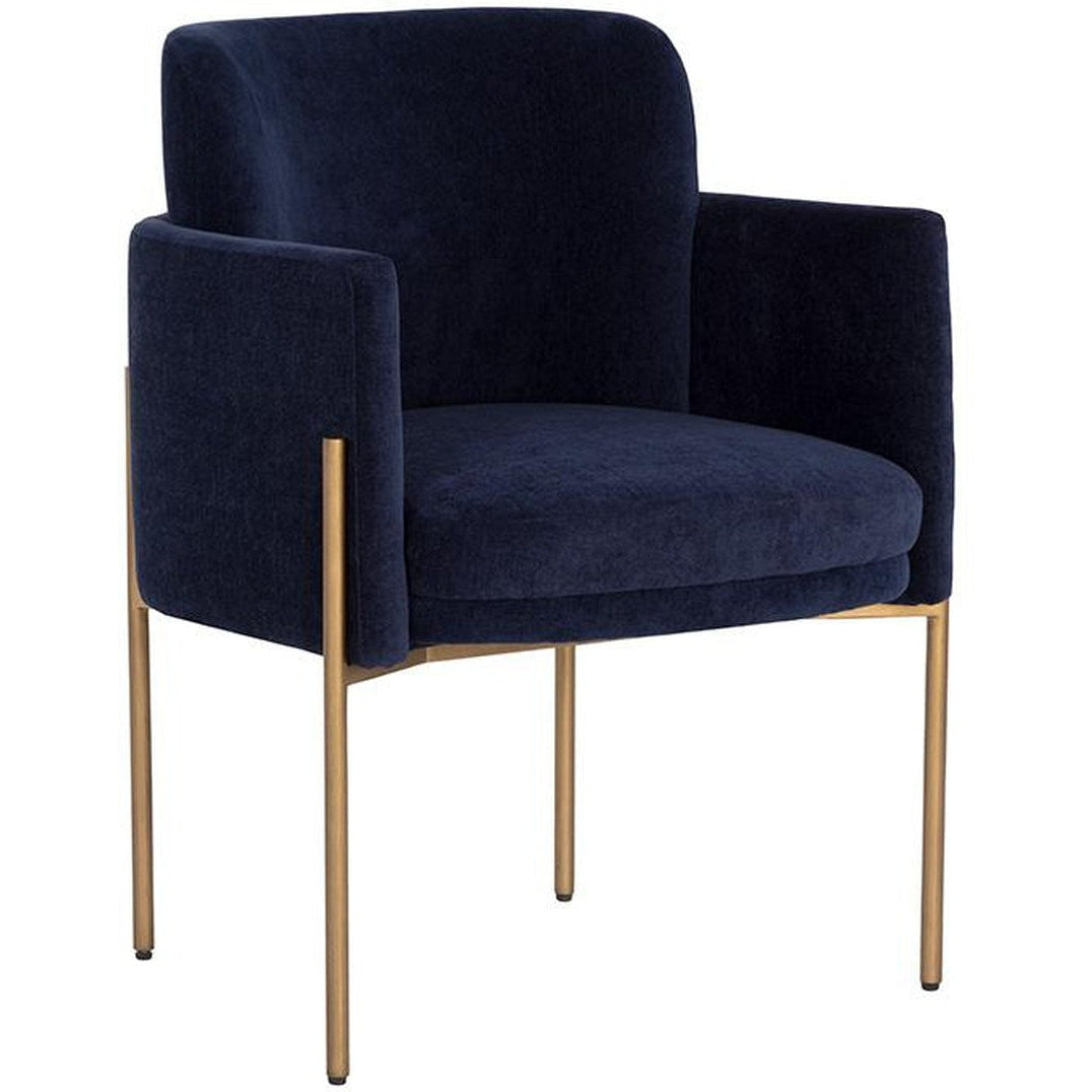 Sunpan Richie Dining Armchair - Antique Brass - Danny Navy