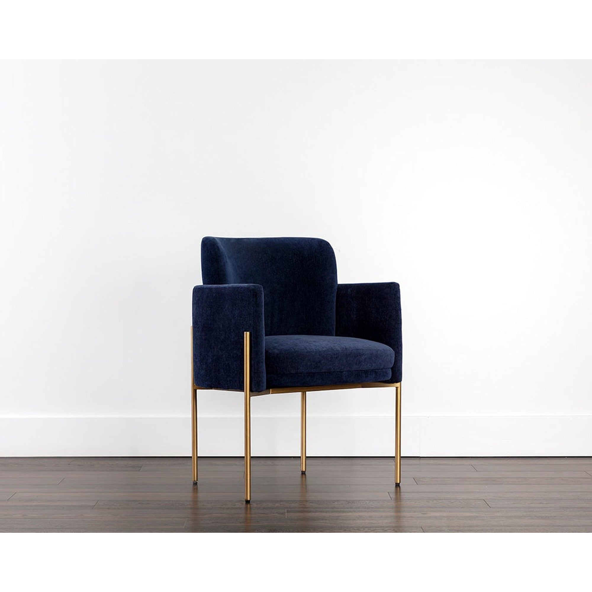 Sunpan Richie Dining Armchair - Antique Brass - Danny Navy