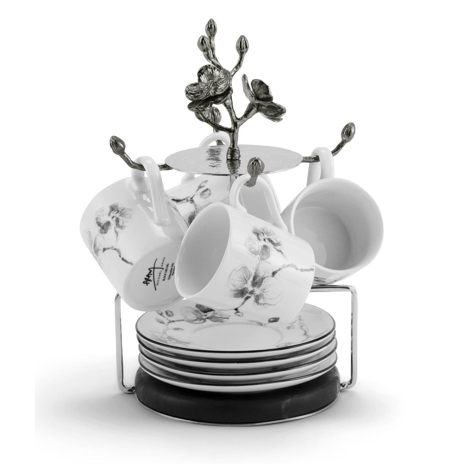 Michael Aram Black Orchid Demitasse Set with Stand