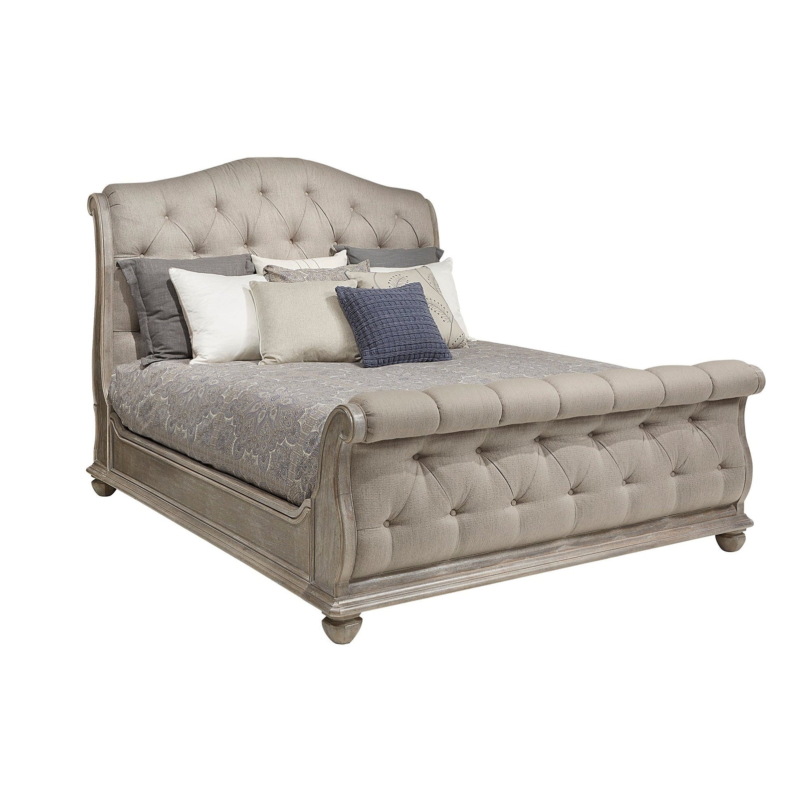 ART Furniture Summer Creek Shoals Upholstered Tufted Sleigh Bed