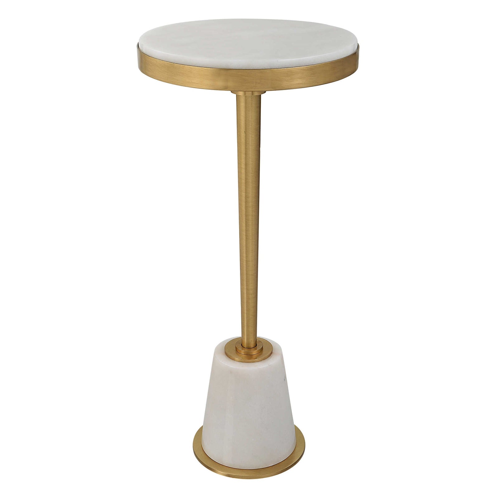 Uttermost Edifice White Marble Drink Table