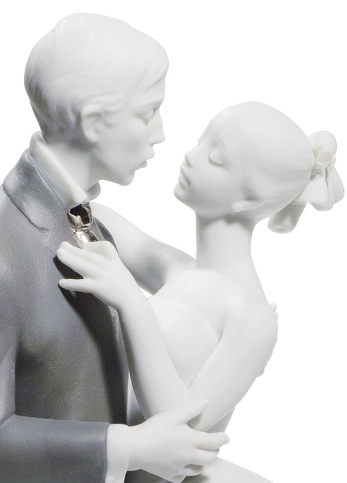 Lladro Lovers' Waltz Couple Figurine Silver Lustre