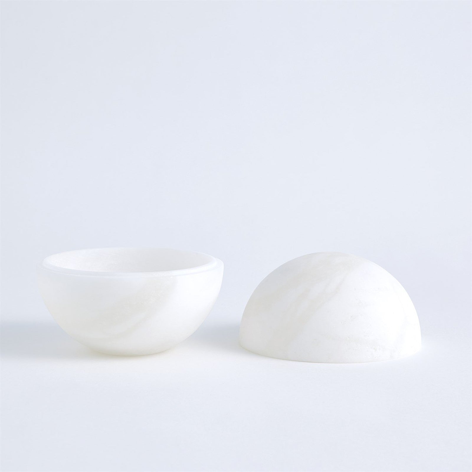 Global Views Alabaster Sphere Box White