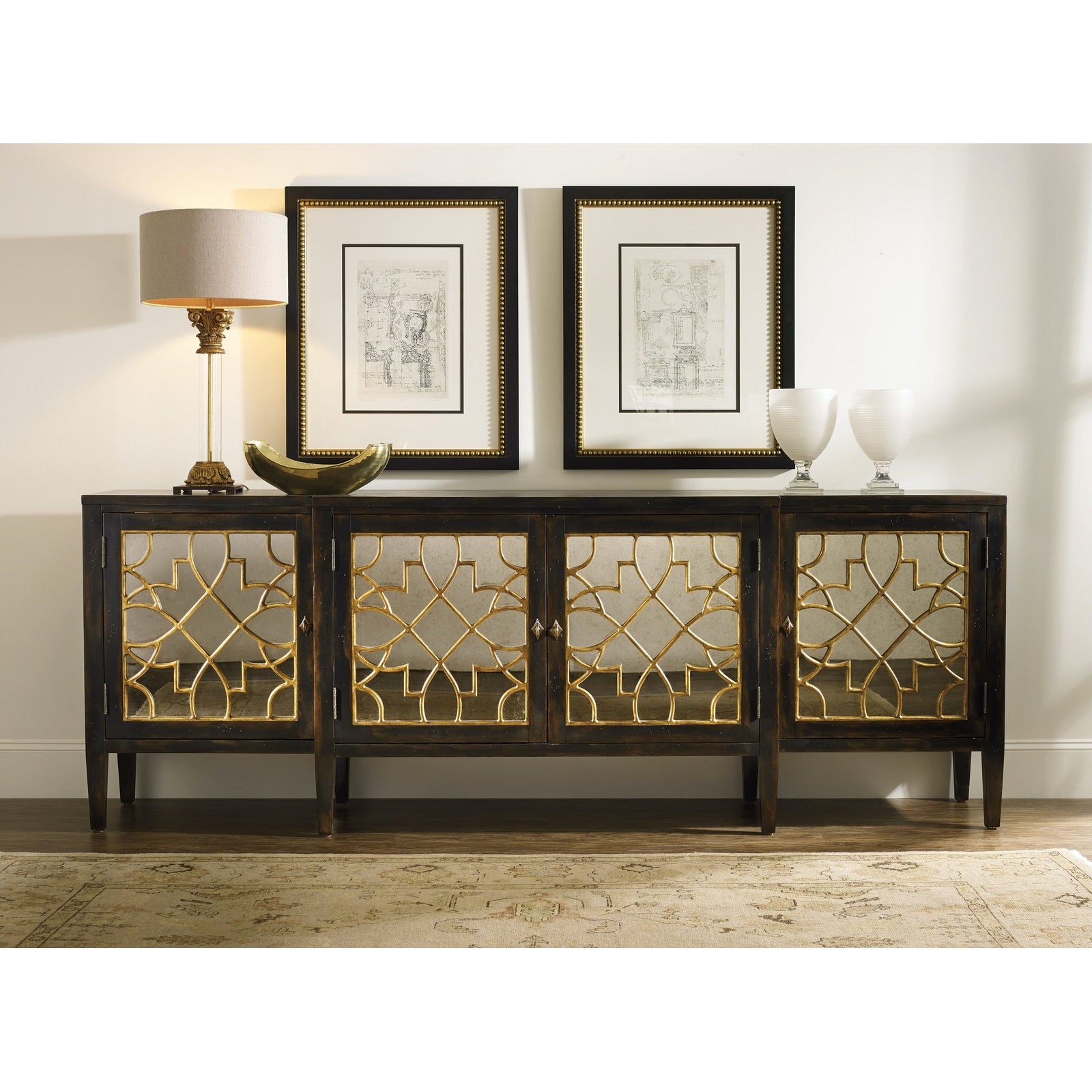 Hooker Furniture Sanctuary Four Door Mirrored Console - Ebony