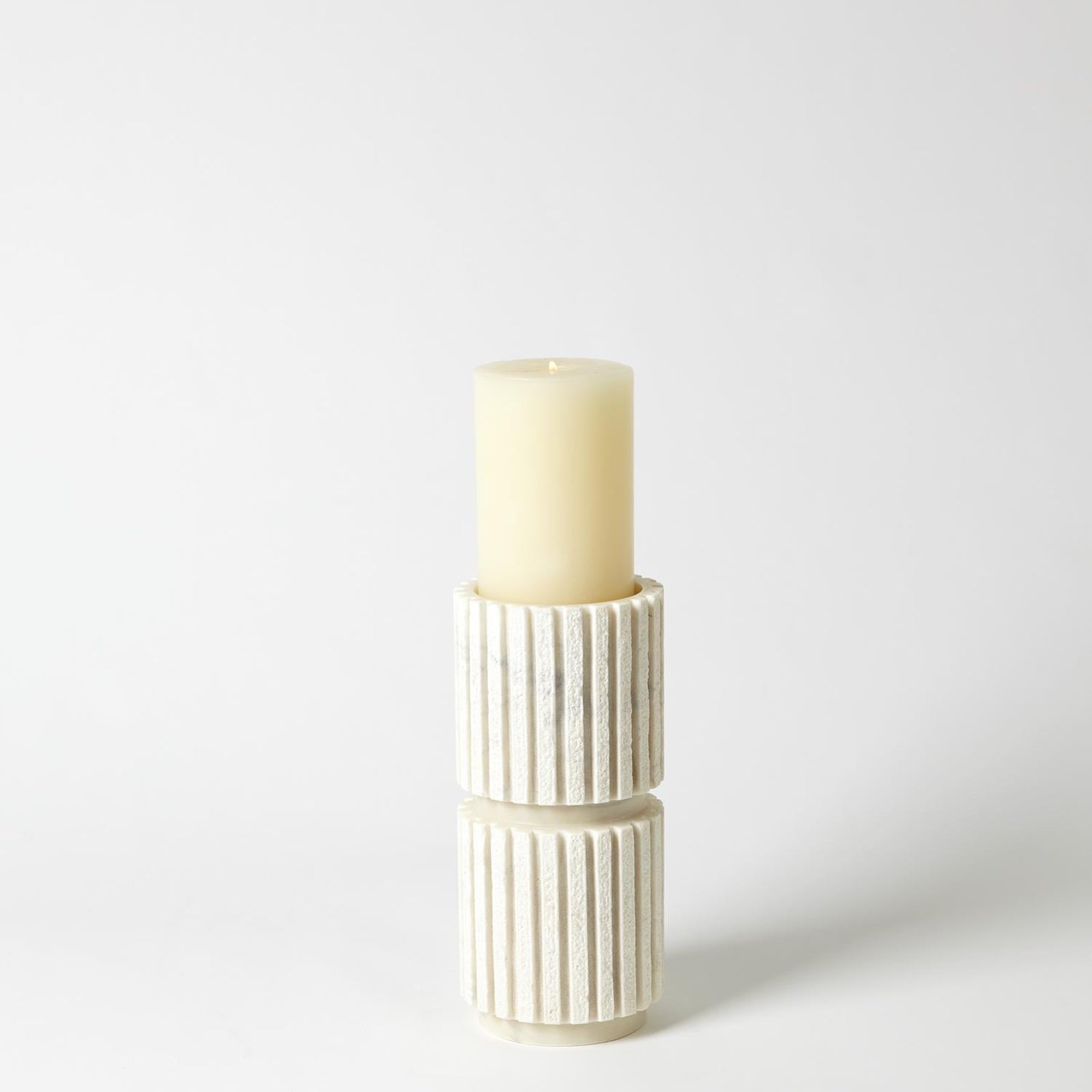 Global Views Channel Pillar Holder-White Marble