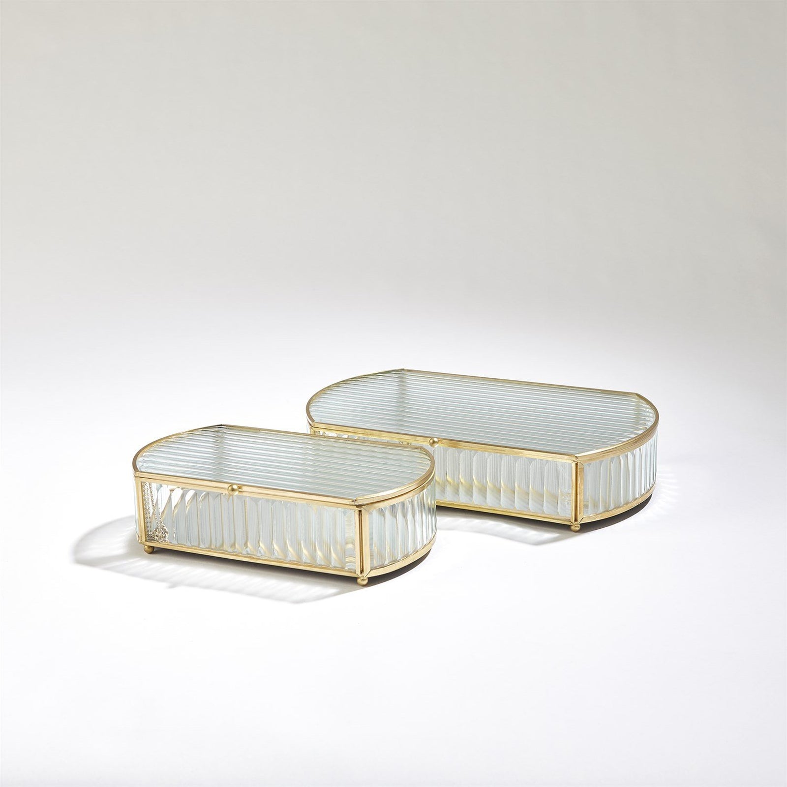 Global Views Reeded Glass Oval Box