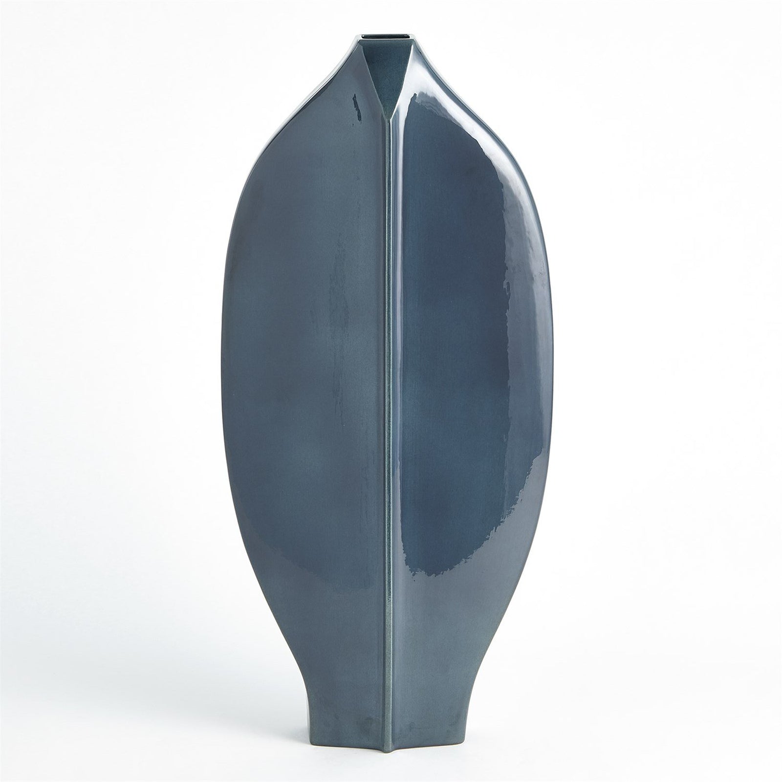 Global Views Center Ridge Vase-Blue