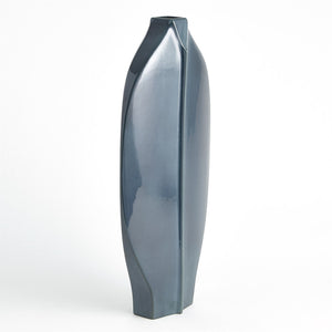 Global Views Center Ridge Vase-Blue