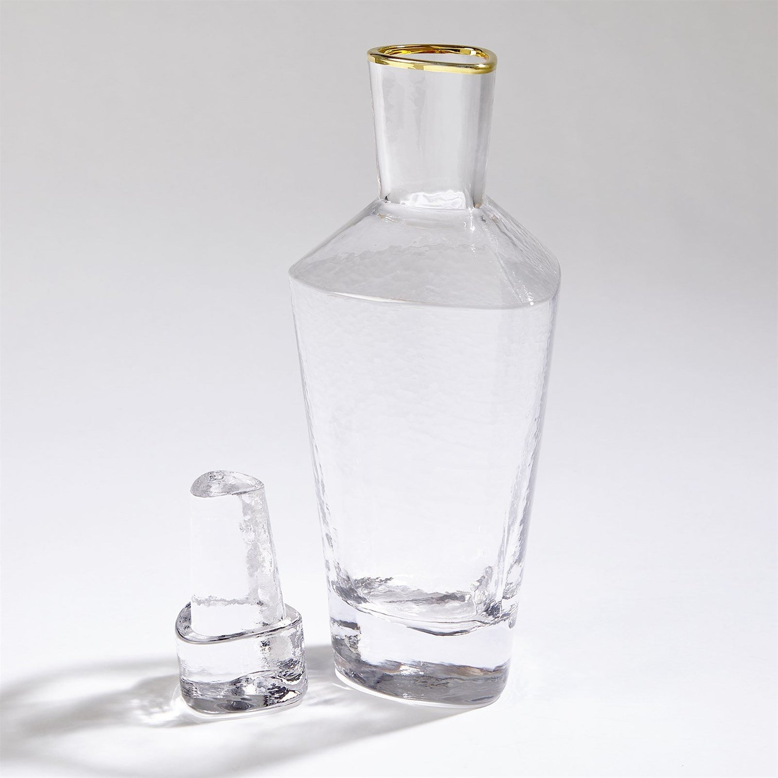 Global Views Hammered Decanter-Clear W/Gold Rim