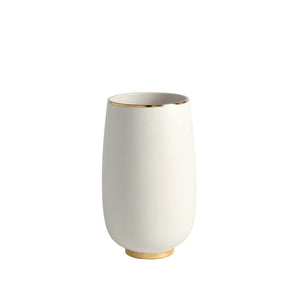 Global Views Gold Rim Bulb Vase-White