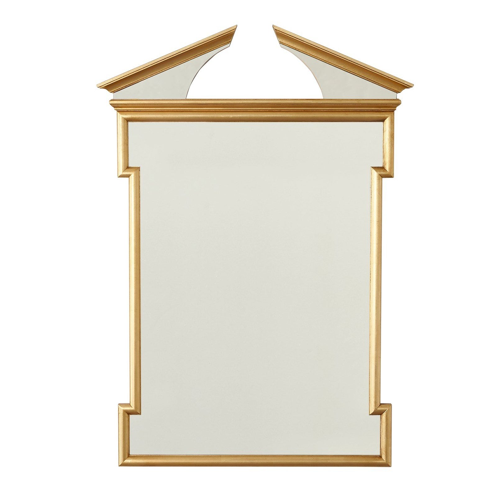 Global Views Broken Pediment Mirror-Gold Leaf