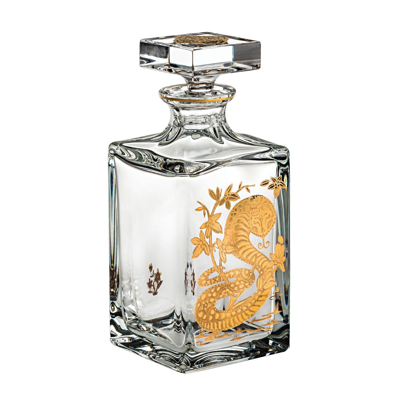 Vista Alegre Golden Whisky Decanter with Gold Snake