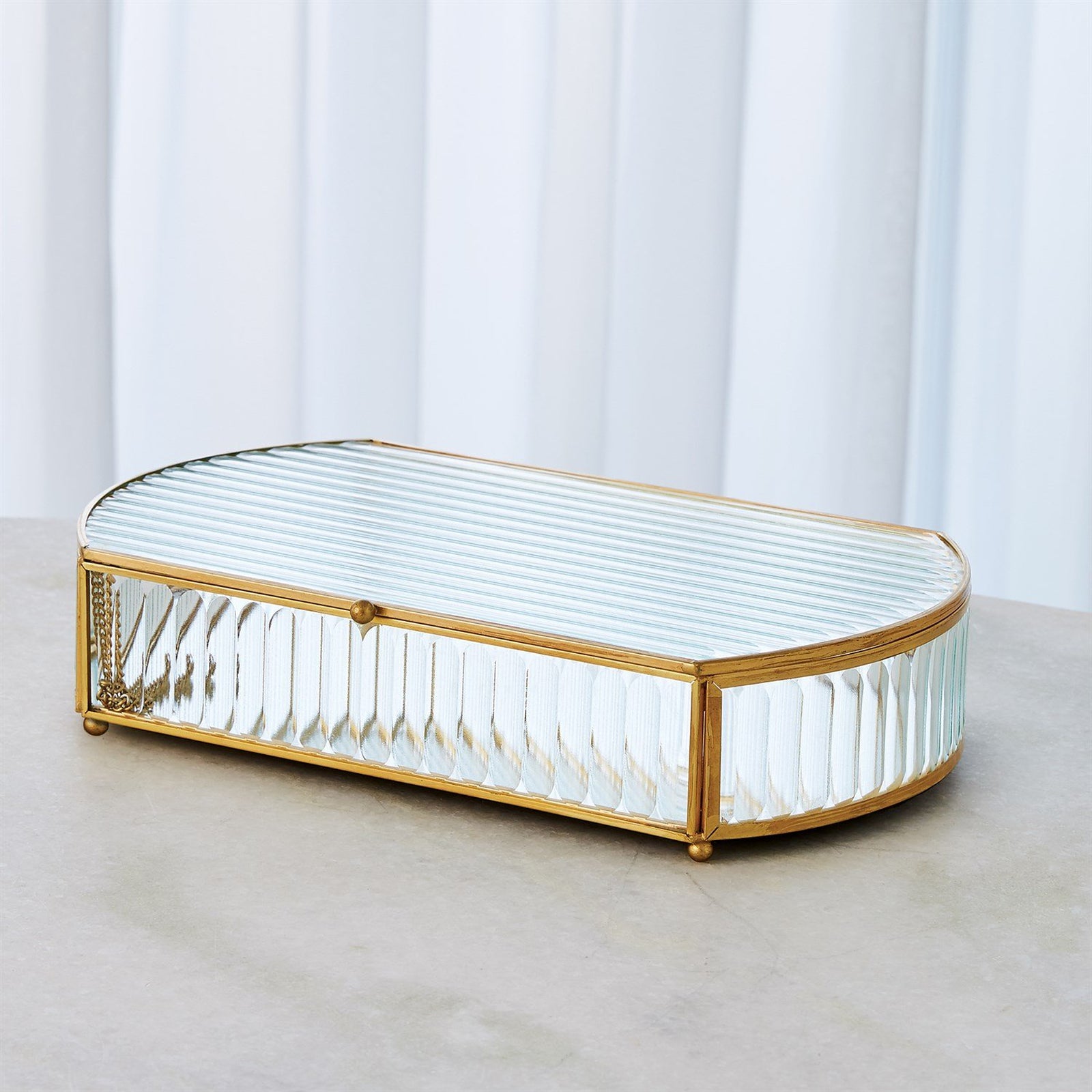 Global Views Reeded Glass Oval Box