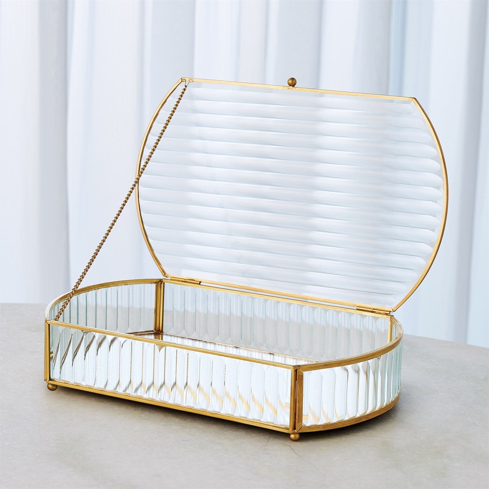 Global Views Reeded Glass Oval Box