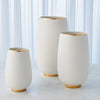 Global Views Gold Rim Bulb Vase-White