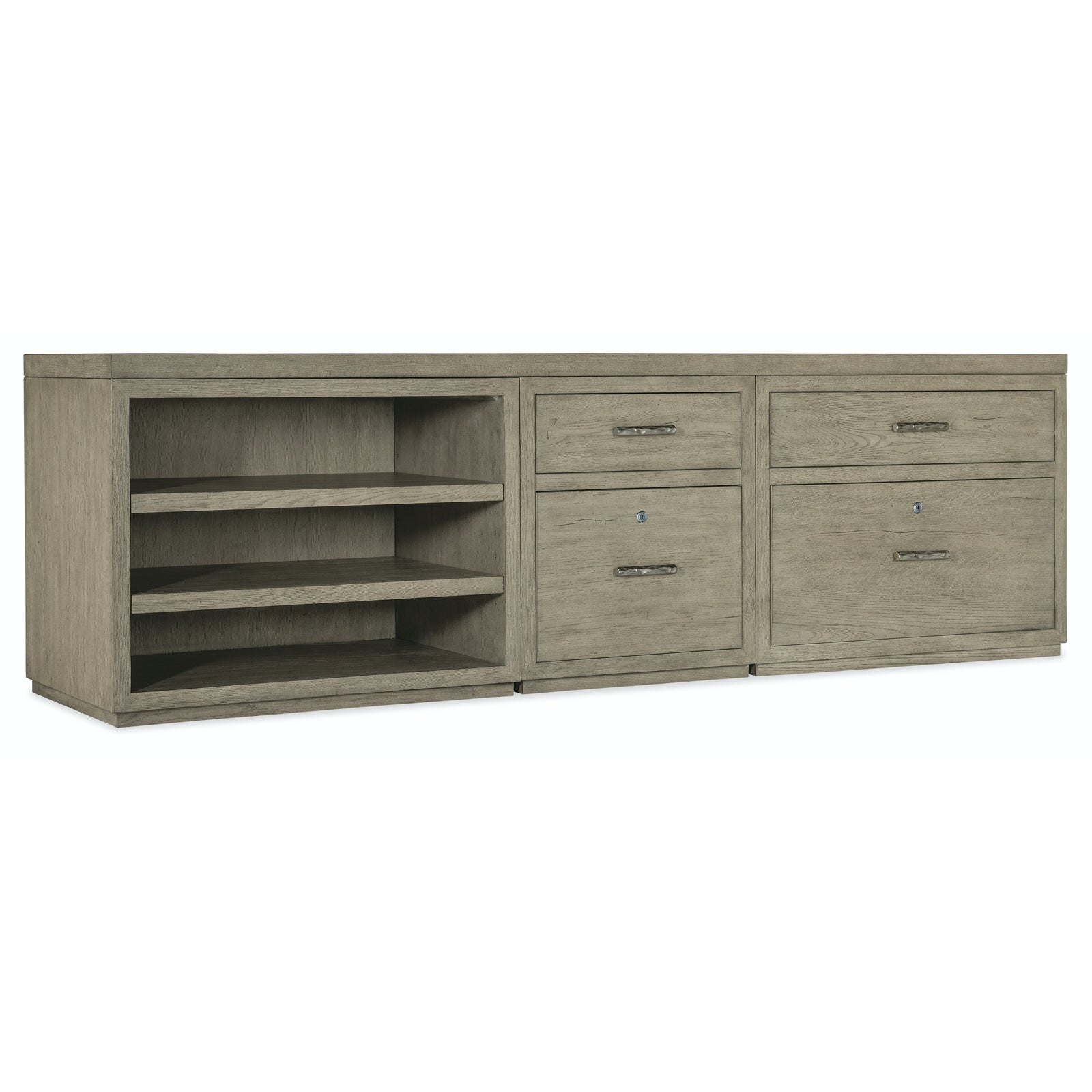 Hooker Furniture Linville Falls Credenza with Small File, Lateral File and Open Cabinet - 96