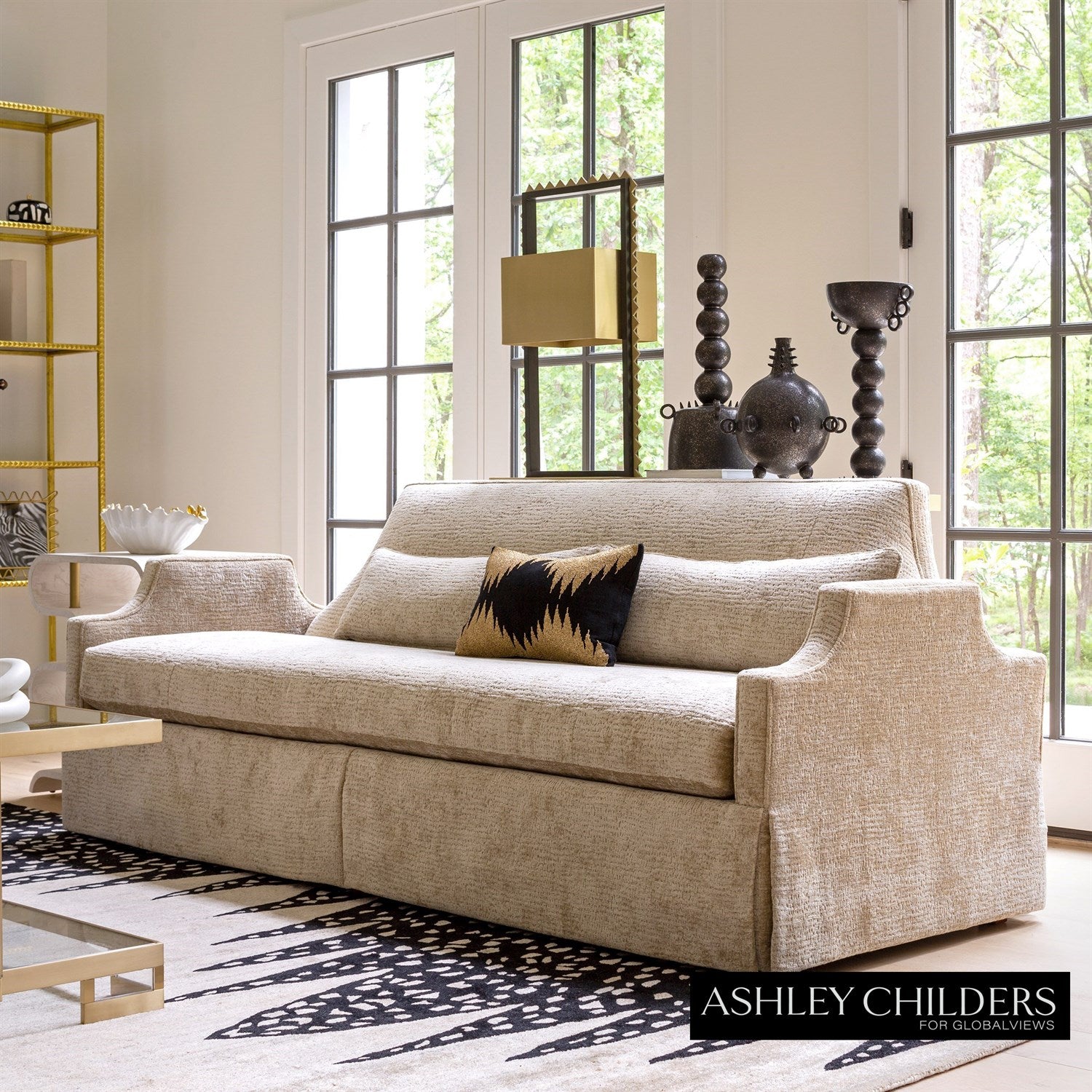 Global Views Diana Skirted Sofa by Ashley Childers