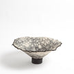 Global Views Crackled Footed Bowl-Black Raku