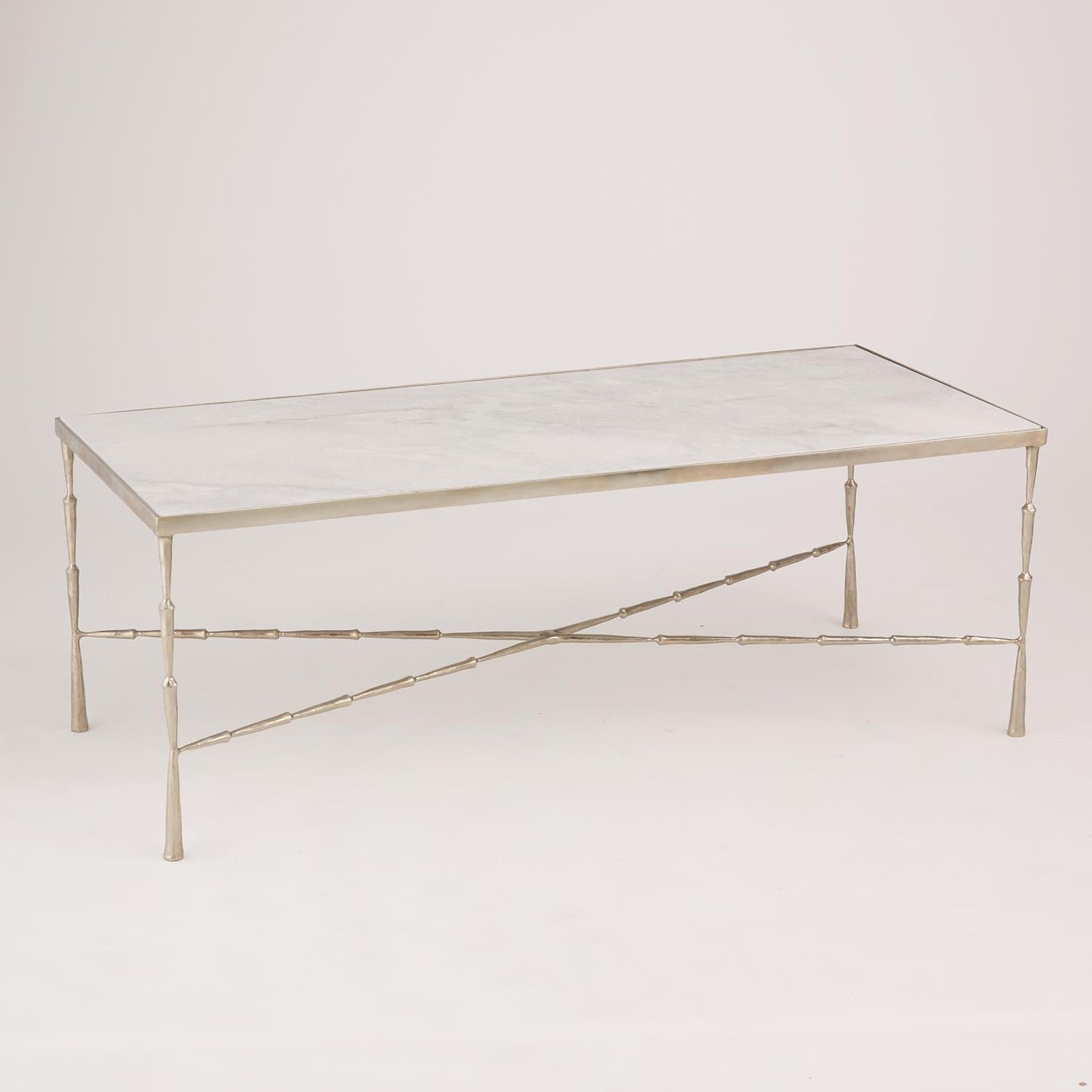 Global Views Spike Cocktail Table with Marble Top