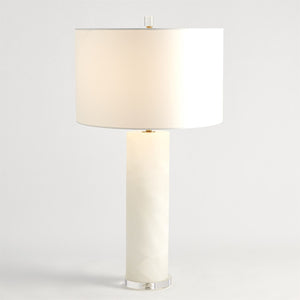 Global Views Alabaster Cylinder Table Lamp Brass