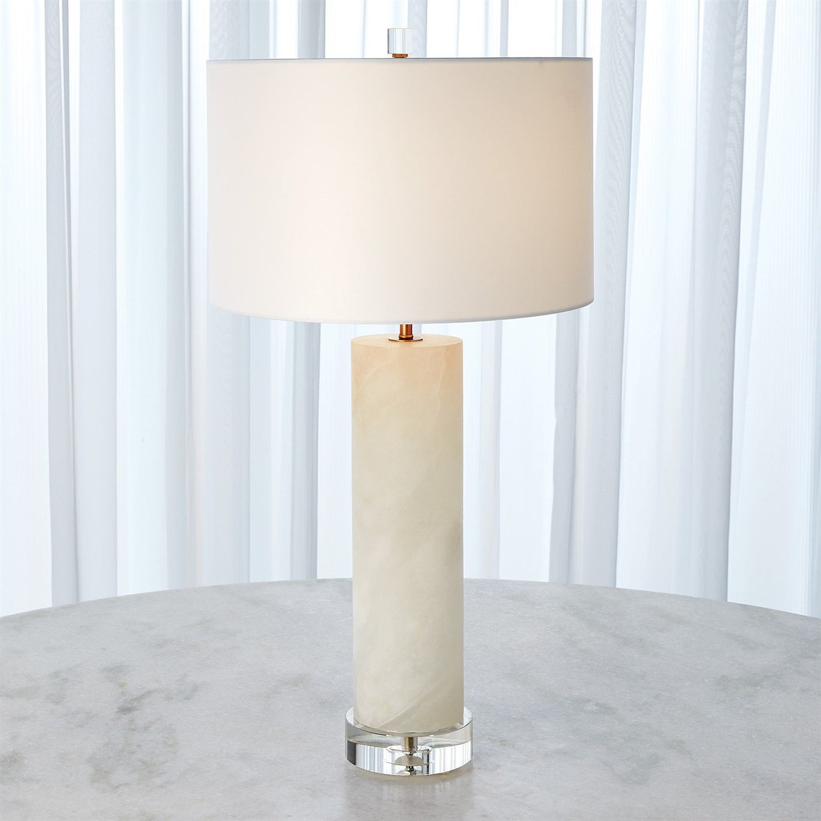 Global Views Alabaster Cylinder Table Lamp Brass