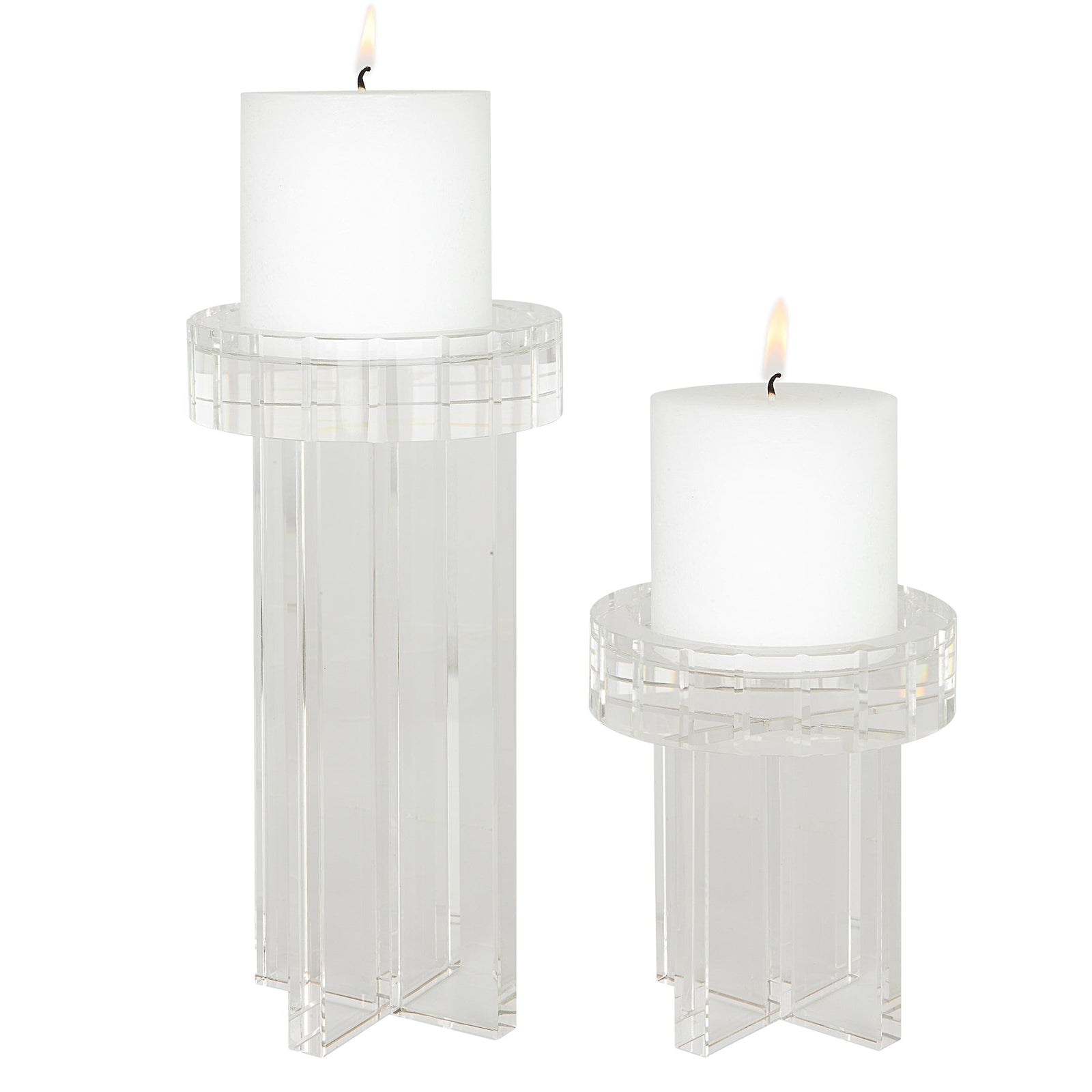 Uttermost Crystal Pillar Candleholders - Set of 2