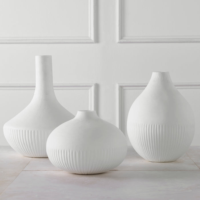 Uttermost Apothecary Satin White Vases - Set of 3