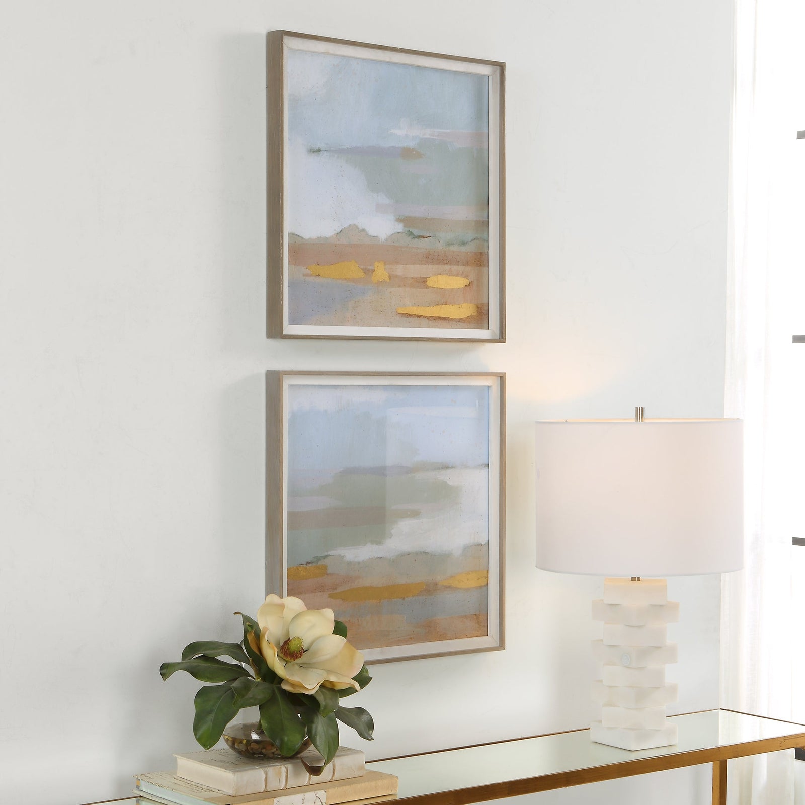 Uttermost Abstract Coastline Framed Prints - Set of 2