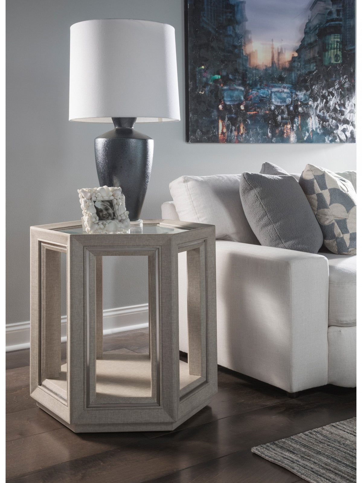 Artistica Home Zeitgeist Linen Hexagonal End Table