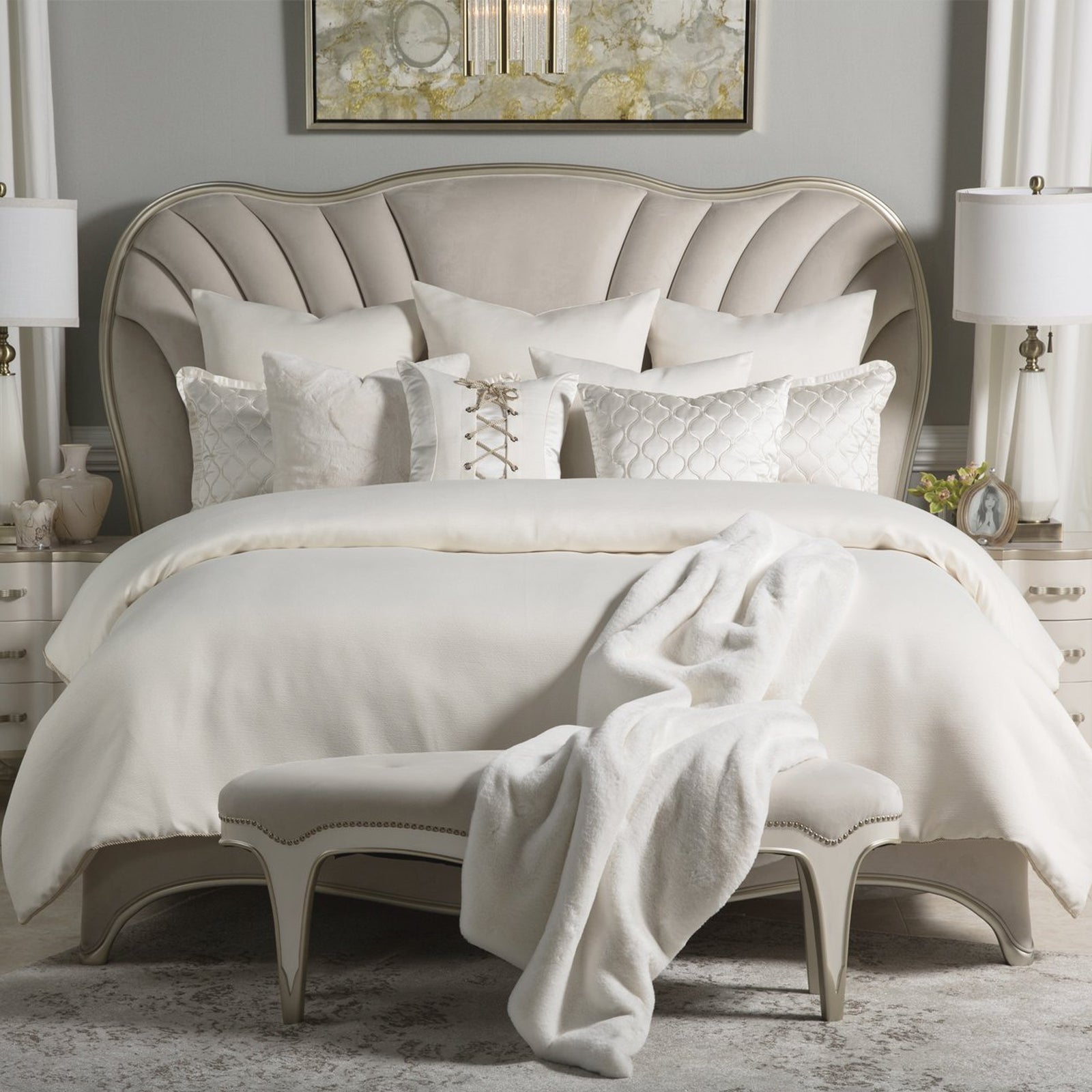 Michael Amini Hailey Comforter Set Ivory