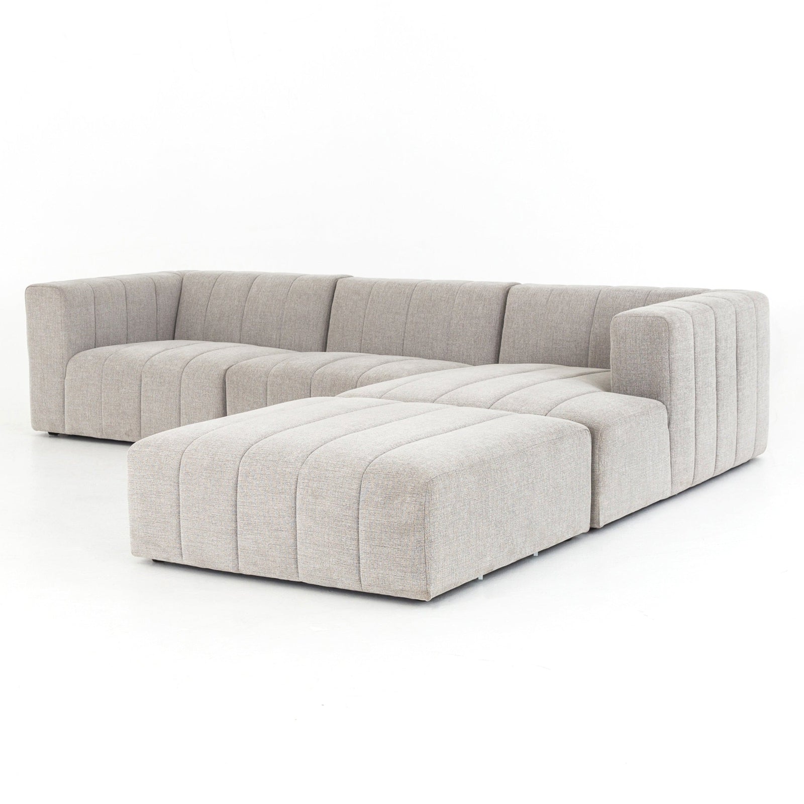 Four Hands Langham Channeled 3 PC Sectional with Ottoman