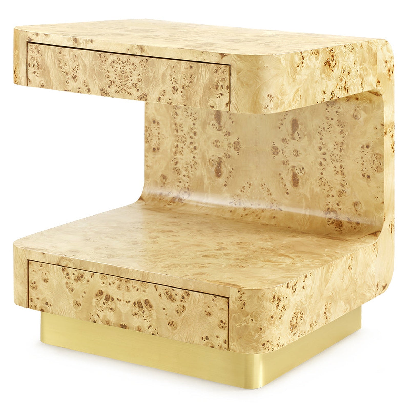 Villa & House Emil 2-Drawer Burl Wood Side Table by Bungalow 5