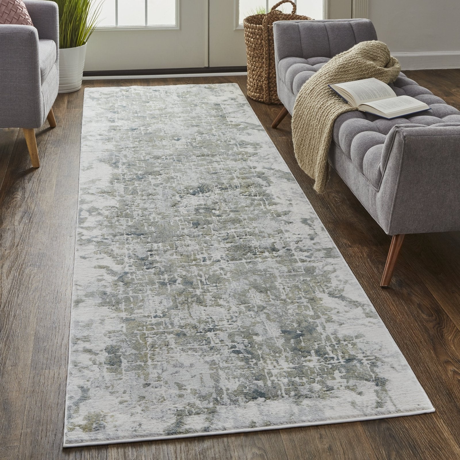 Feizy Atwell 3146F Rug in Green / Gray