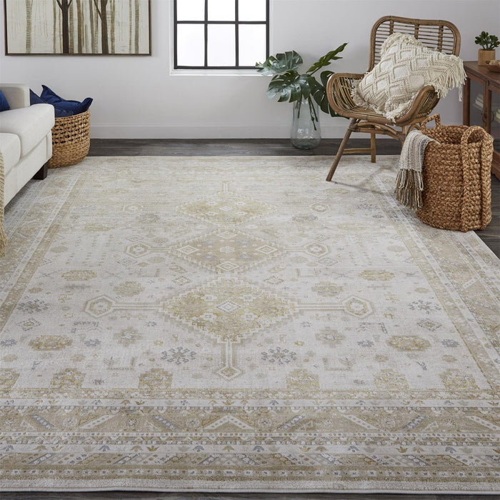 Feizy Aura 3738F Rug in Gold / Beige