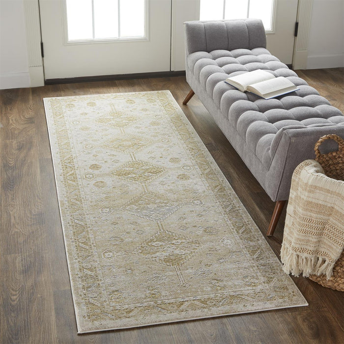 Feizy Aura 3738F Rug in Gold / Beige