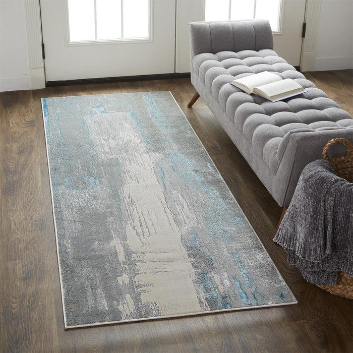 Feizy Azure 3406F Rug in Silver / Teal