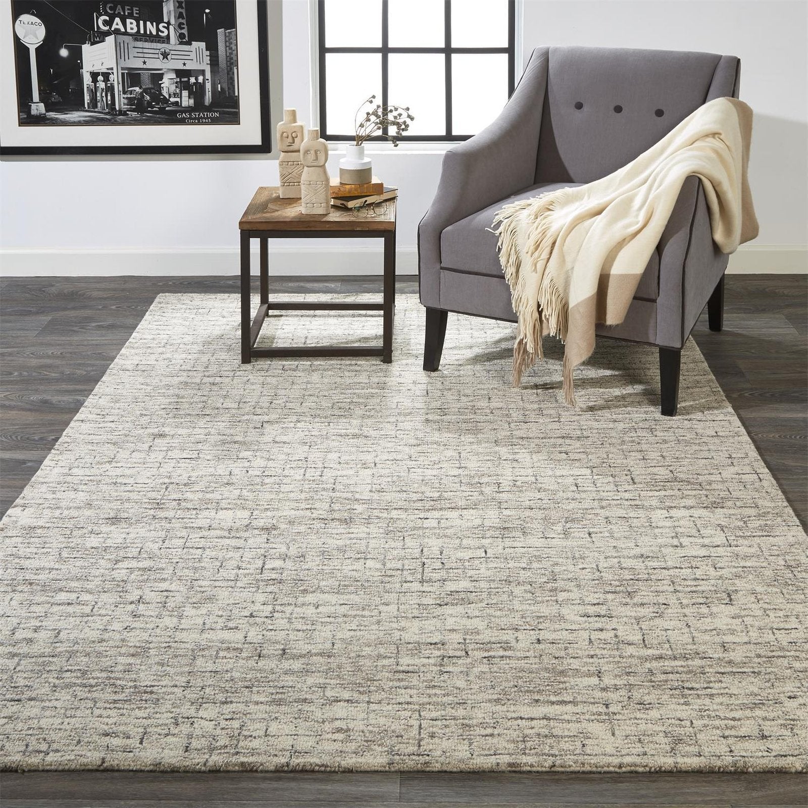 Feizy Belfort 8667F Rug in Ivory / Gray