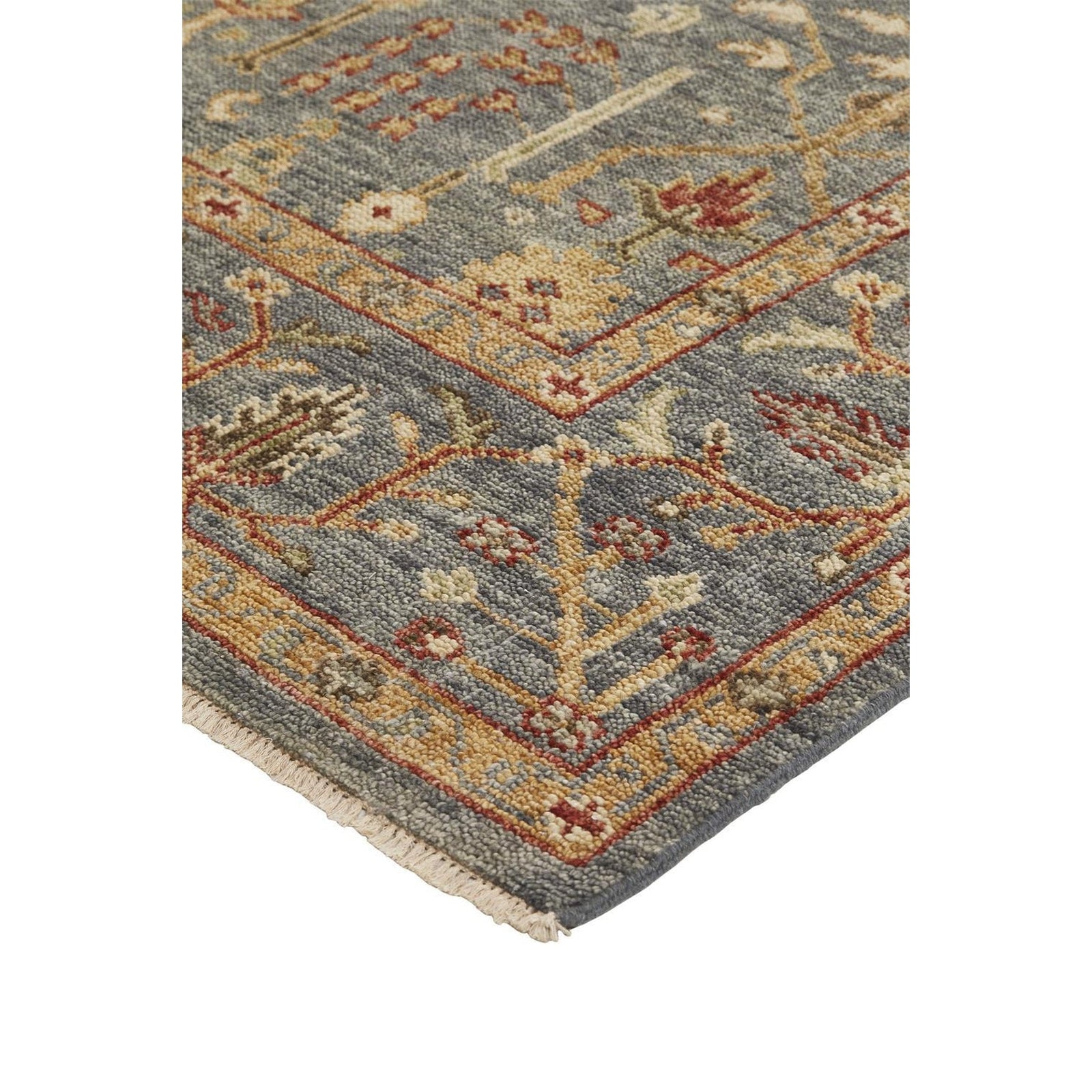 Feizy Carrington 6499F Rug in Blue / Rust