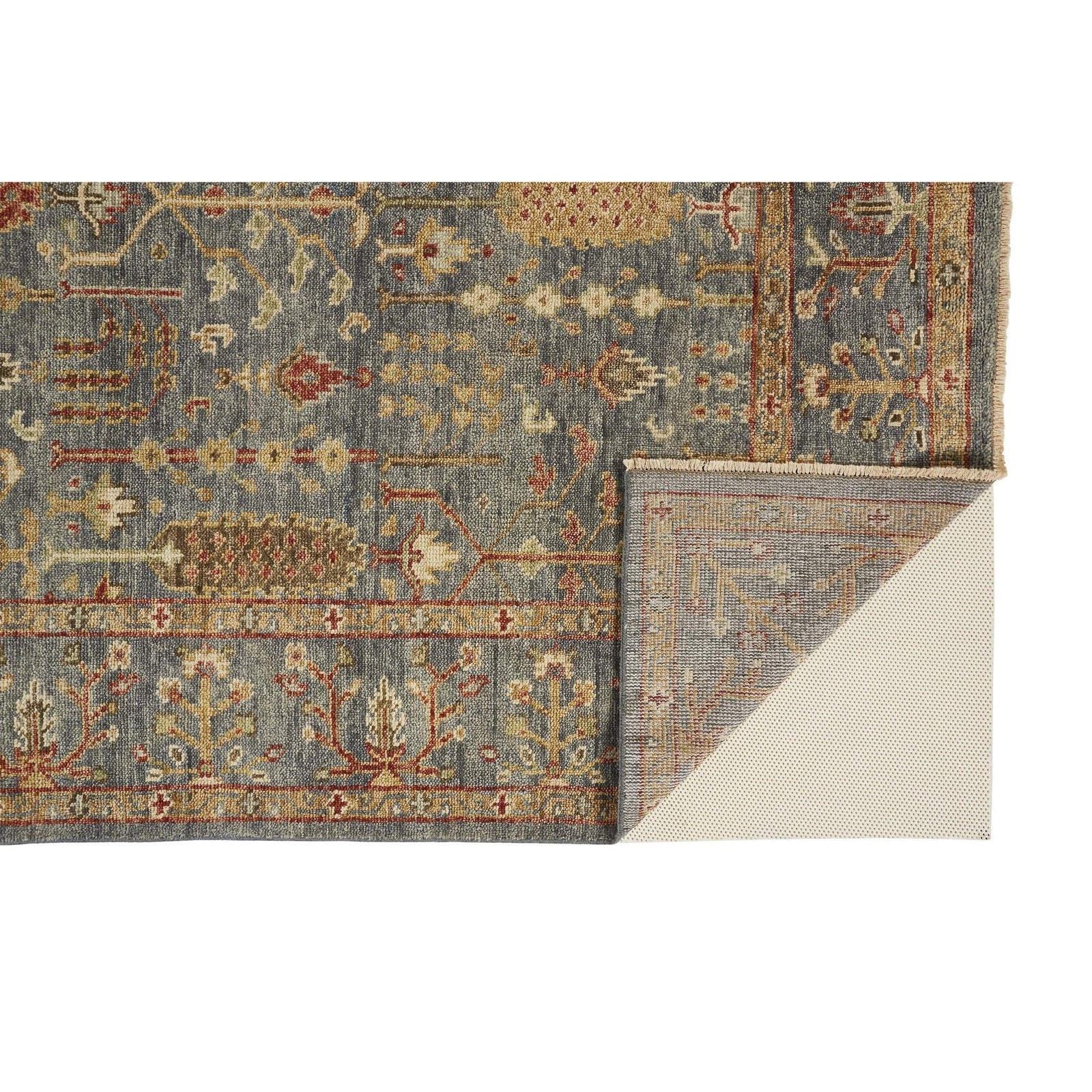 Feizy Carrington 6499F Rug in Blue / Rust