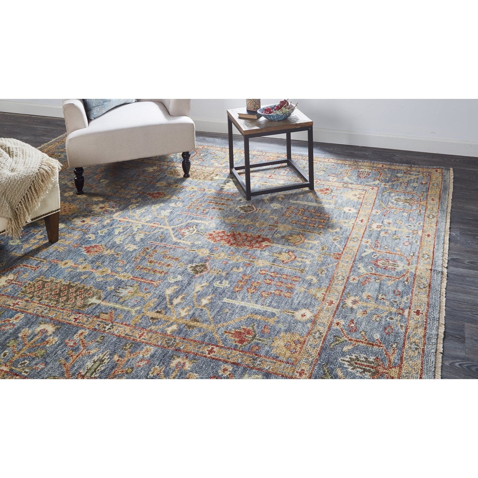 Feizy Carrington 6499F Rug in Blue / Rust