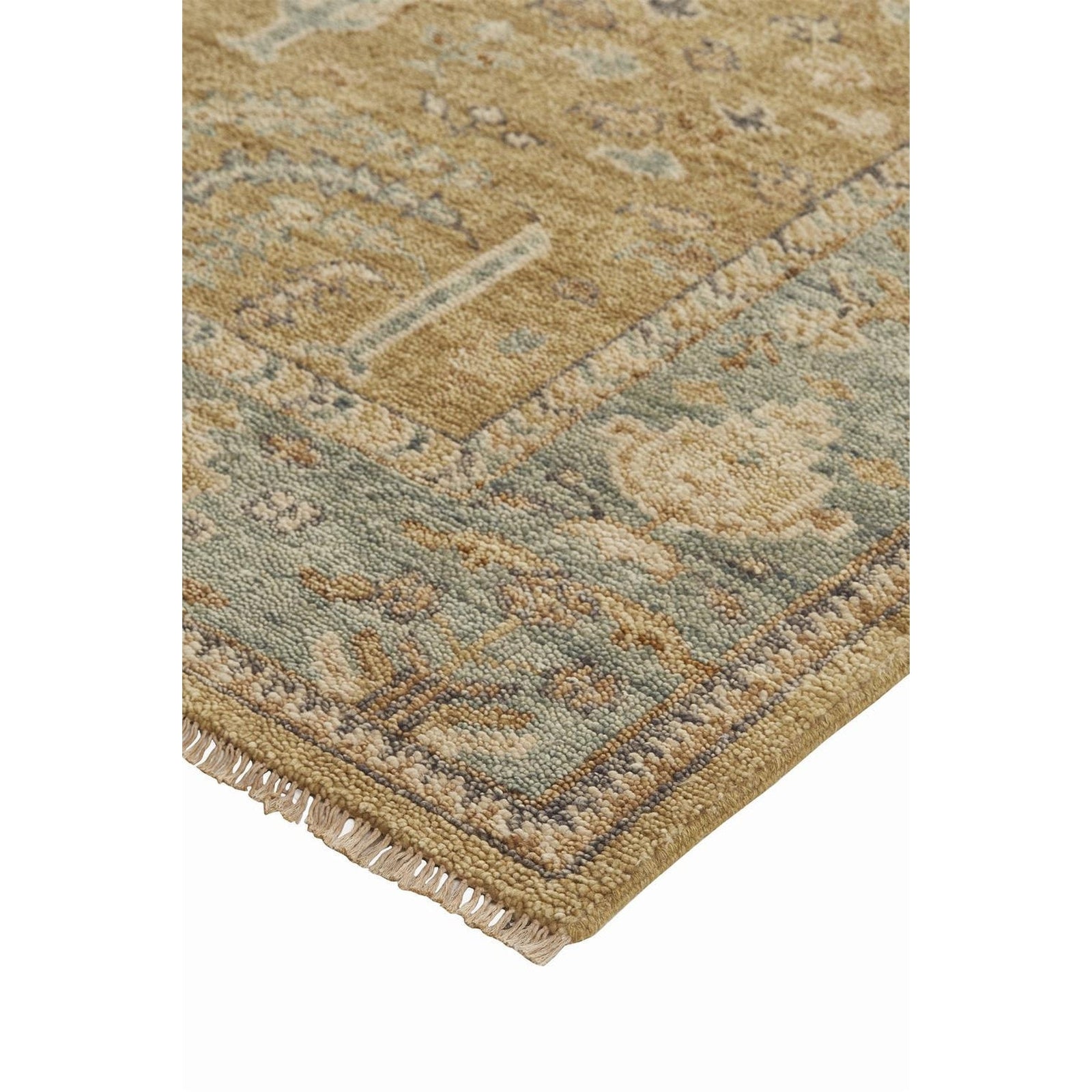 Feizy Carrington 6501F Rug in Gold / Light Blue