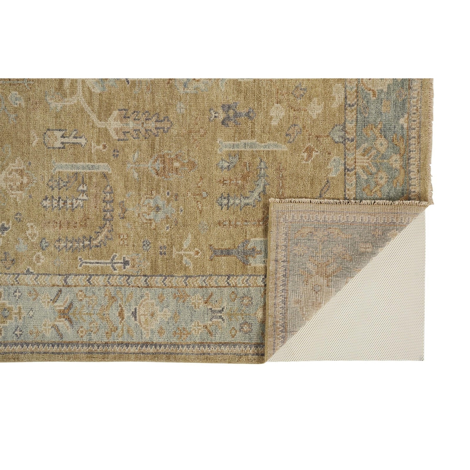 Feizy Carrington 6501F Rug in Gold / Light Blue