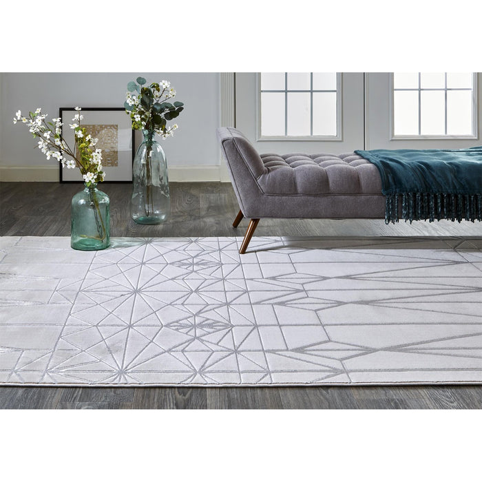 Feizy Micah 3045F Rug in Ivory / Silver