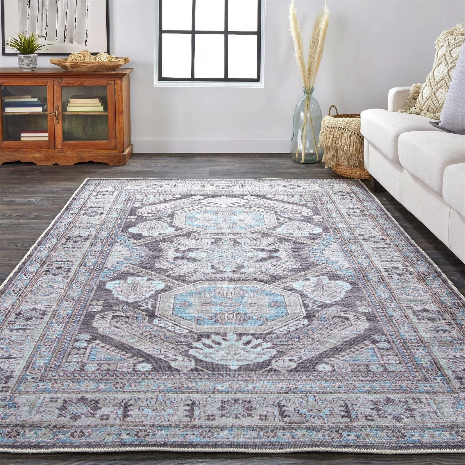 Feizy Percy 39AGF Rug in Gray / Blue