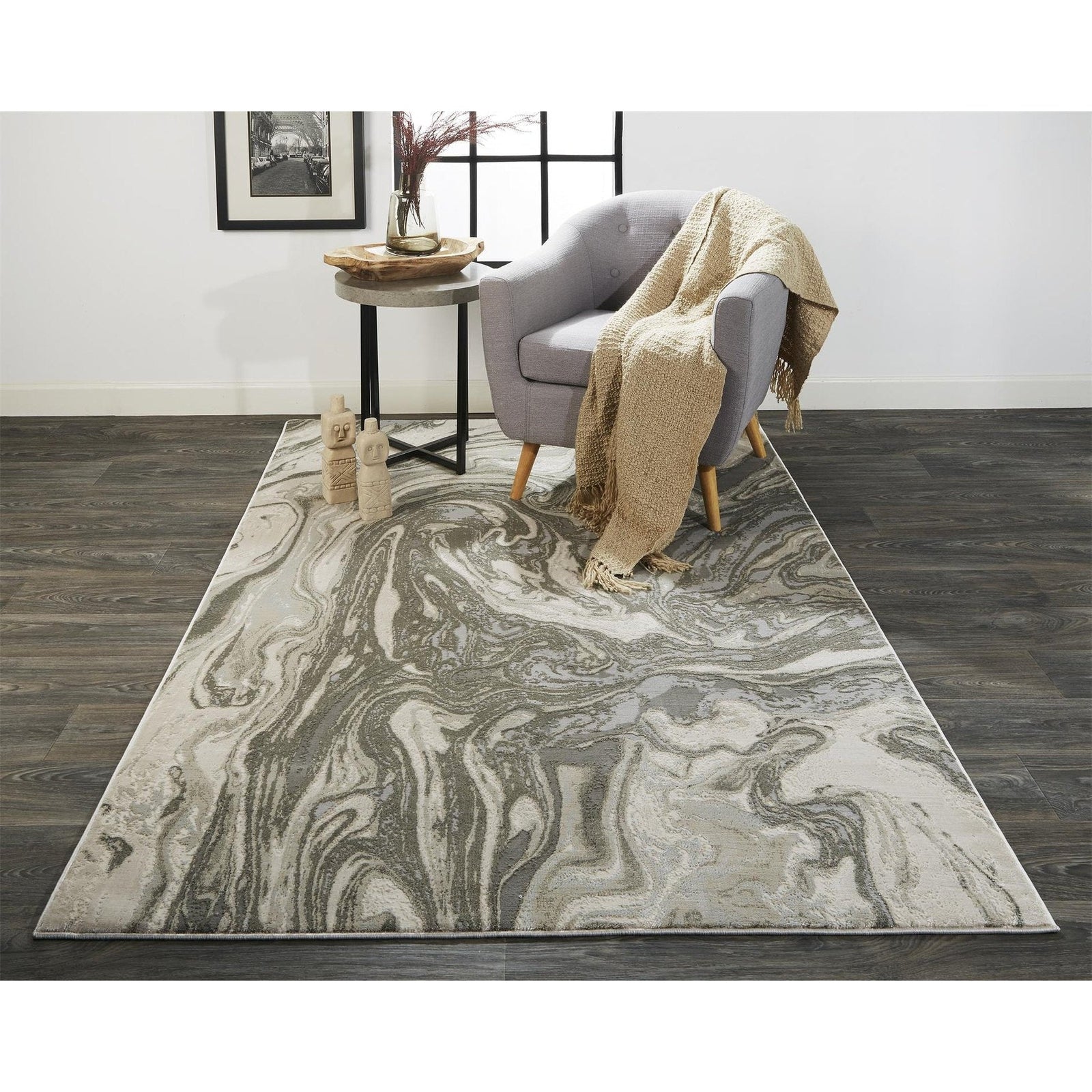 Feizy Prasad 3894F Rug in Light Gray
