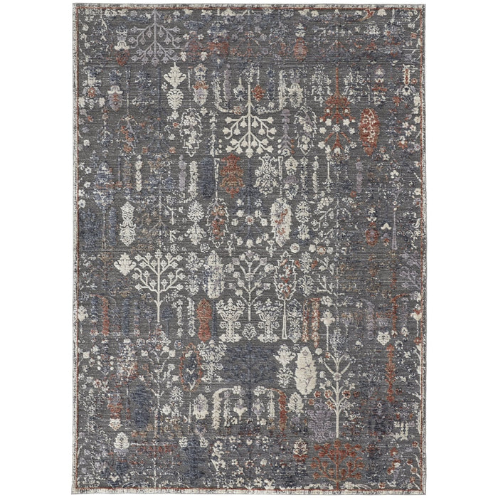 Feizy Thackery 39D1F Rug in Gray / Red