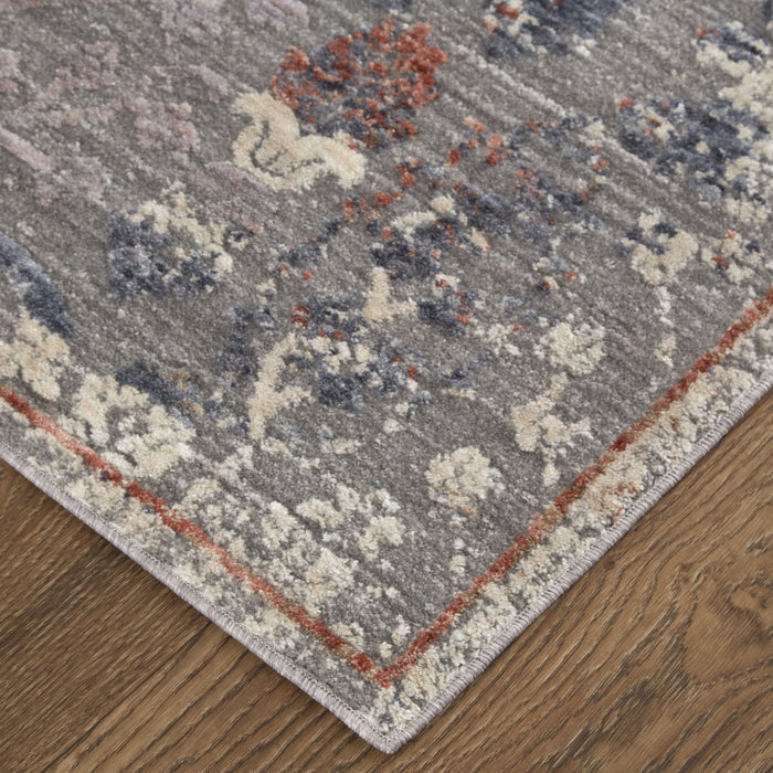 Feizy Thackery 39D1F Rug in Gray / Red