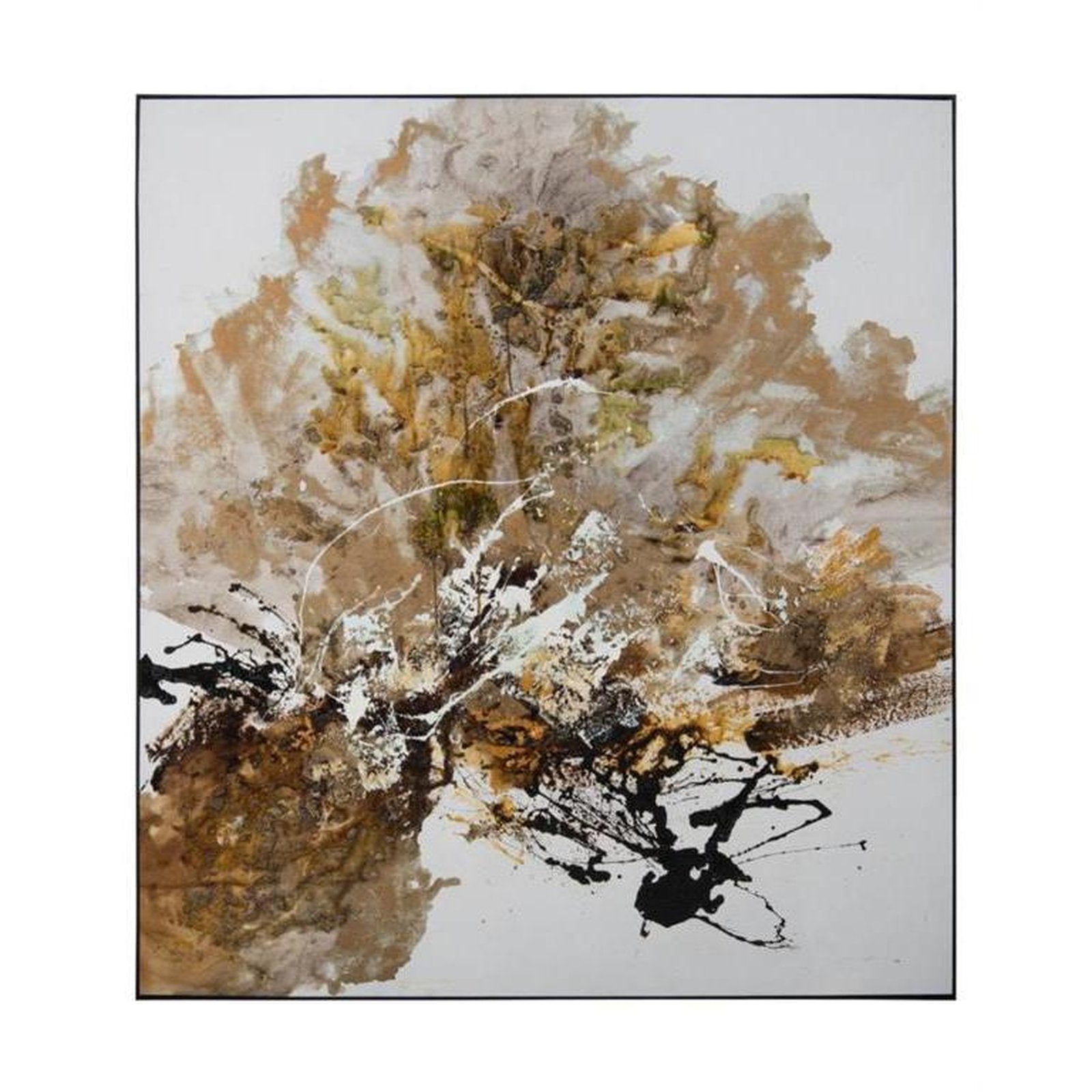 John Richard Chen Qi'S Gilt And Charcoal Wall Art