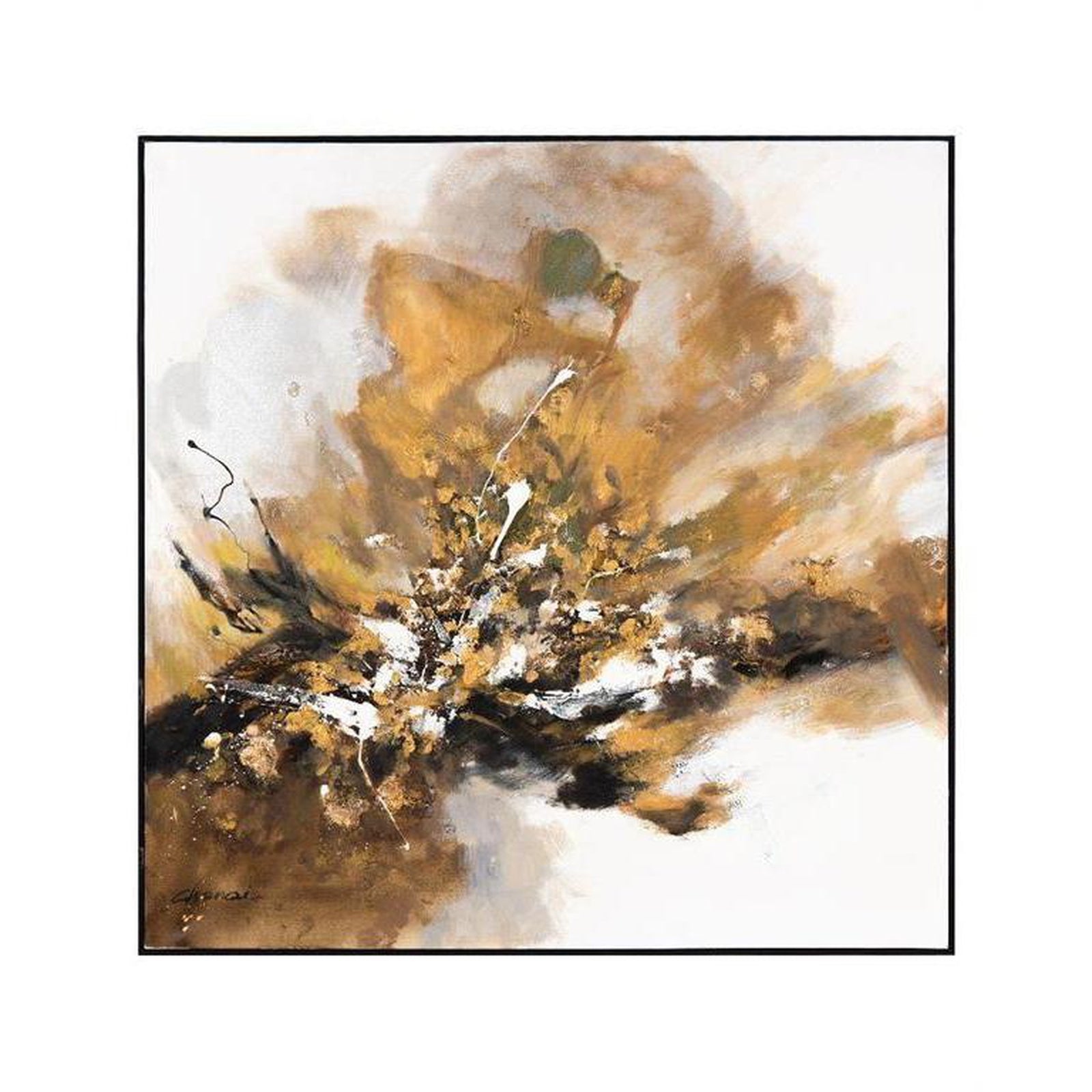 John Richard Chen Qi'S Gilt And Charcoal Wall Art